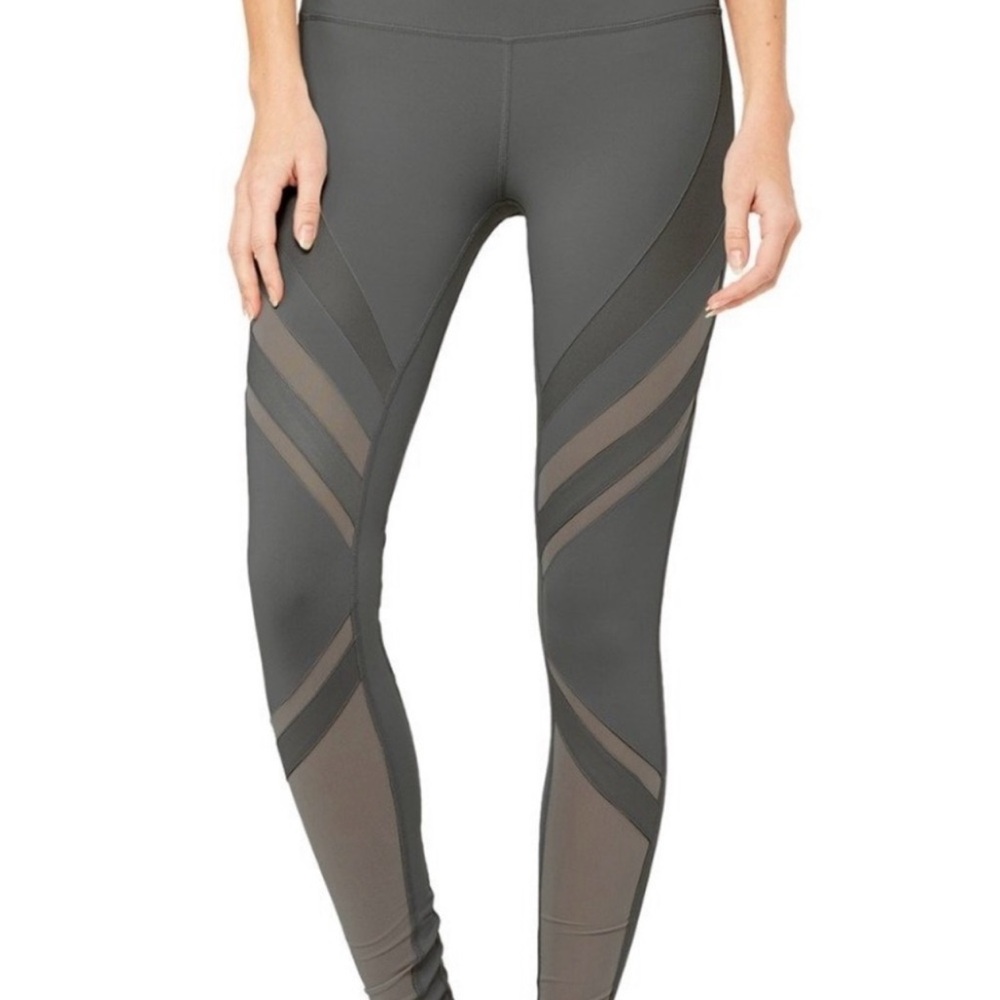 Alo Yoga Coast Women's Gray Mesh Panel Leggings